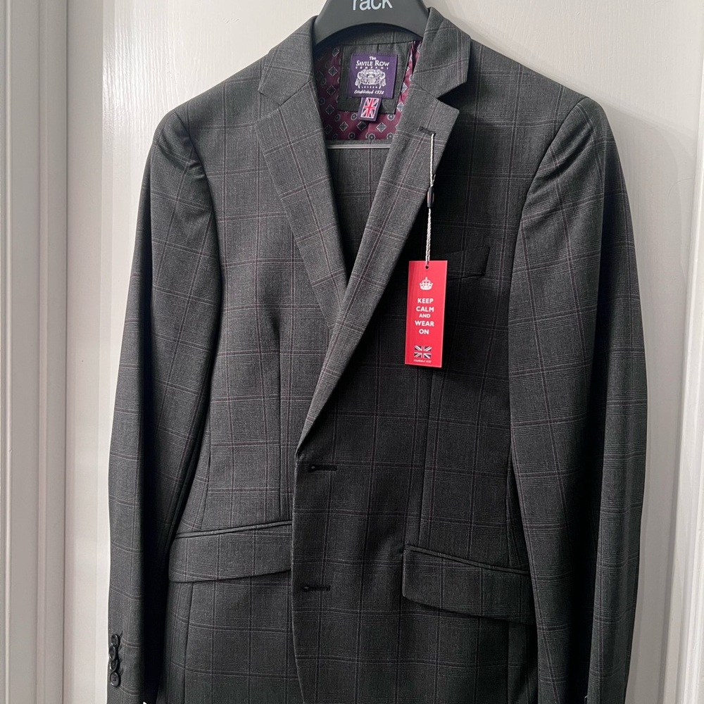 Men's Charcoal Windowpane Suit Jacket and dress pants